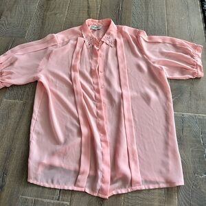 Pink Sheer Button-Up Blouse Diversity Brand
